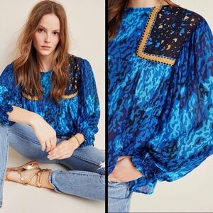 Blank London Blue Miranda Peasant Blouse